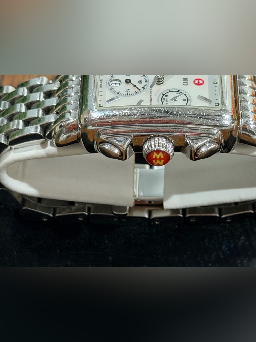 Michele Deco Chronograph Watch Stainless Steel Mother of Pearl Dial Swiss Made - Picture 8 of 11